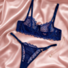 saks desen mavi brolet takım 2 Saks Desenli Bralet Takım