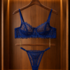 saks desen mavi brolet takım 3 Saks Desenli Bralet Takım