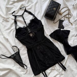 Screenshot Velvet Babydoll Set Siyah